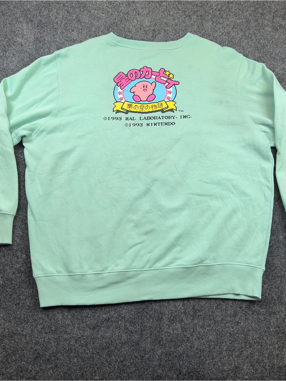 Kirby Nintendo XL Mint Green Graphic Sweatshirt Japanese Y2K Gaming - Picture 7 of 9